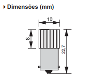 Lâmpada LED BA9S Dados Técnicos Dimensões